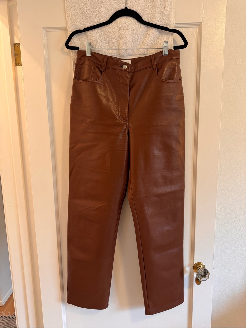 Aritzia Wilfred Melina Vegan Leather Straight Leg Pants Brown 12